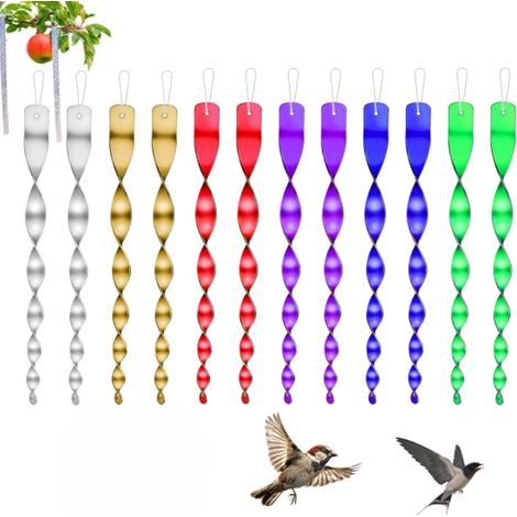 12 Pcs Répulsif Oiseaux Reflechissants,Repulsif Pigeon, 30cm Effaroucheur Oiseaux 360 Degrés Spirale Réfléchissante pour Jardin, Balcon, etc. 6 Couleurs (1/3)