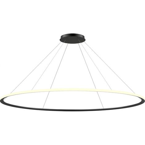 LEDS C4 Circular Suspension LED intégrée Outward Surface 204 cm, noire, 129 W, 2700 K, avec variateur Dali