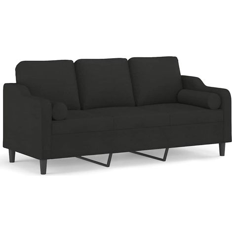 Maison Exclusive - Divano a 3 Posti con Cuscini Nero 180 cm in Tessuto