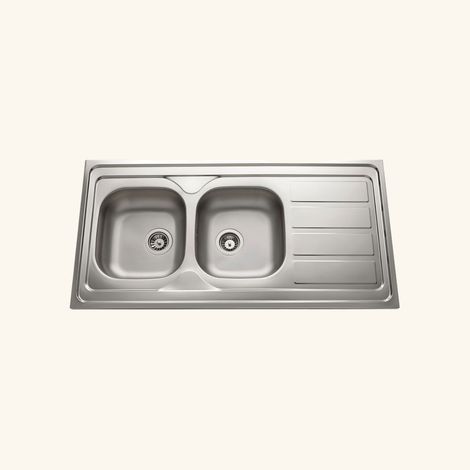 Cuisissimo – Évier inox à poser 2 bacs réversibles – 120 cm – Bac à laver pour sous-meuble 120 cm – Évacuation trop plein incluse (1/3)