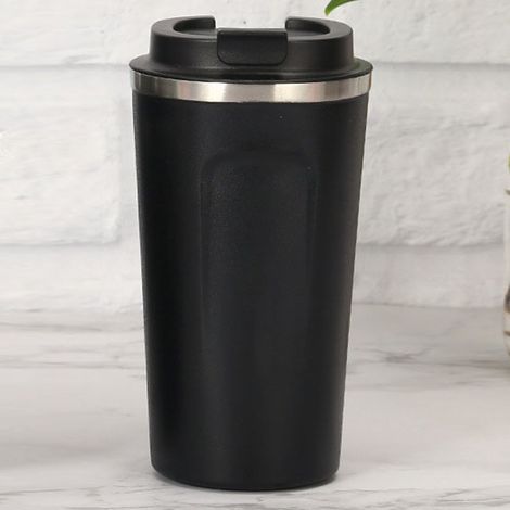 Mug de voyage isotherme à double paroi en acier inoxydable 304 de qualité alimentaire, pour boissons chaudes et froides, 510 ml, noir (1/5)