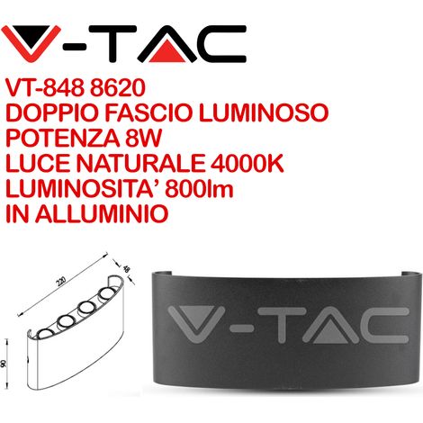 Applique Led Da Parete 8W Neutro 4000K Carcassa Nera Doppio Illuminazione Up-Down IP54 SKU-218620 (1/5)