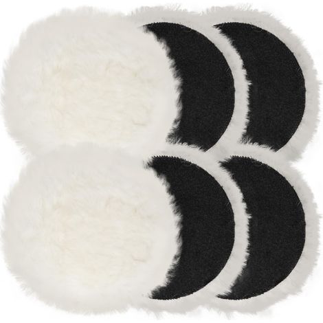 Lot de 6 embouts de polissage compatibles avec ponceuse excentrique, 6 pièces de 125 mm en laine d'agneau, tampons de polissage pour ponceuse excentrique avec pour voiture, phares de (1/5)