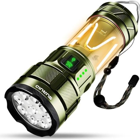 Superhelle LED-Taschenlampe, 6000 Lumen, wiederaufladbare Taschenlampe mit Campinglicht, verbesserte, extrem hohe Lumenanzahl, 11 Leuchtmodi, wasserdichte Taschenlampe, geeignet