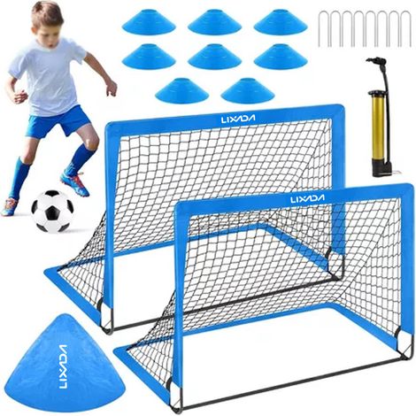 But de football pliable et portable 4x3 pieds pour jardin, intérieur et extérieur, pour adultes et enfants, avec piquets de fixation. (1/2)