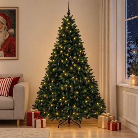 vidaXL Árbol de Navidad artificial verde oscuro con bolas 300 cm (1/5)