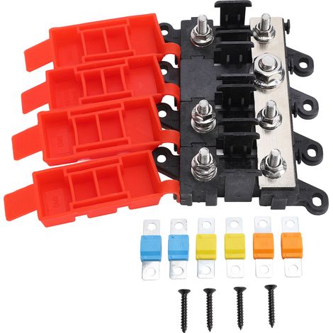 Bloc fusibles 3 voies à visser - Marque générique - Modèle universel - Base cuivrée robuste avec fusibles 30A 60A 100A inclus (1/5)