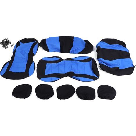 Housse de Siège de Voiture, Housses de Siège en Tissu maillé + éponge de 2 Mm pour Voiture à 5 Places pour la Plupart des Sièges d'auto (Bleu Noir) (1/5)