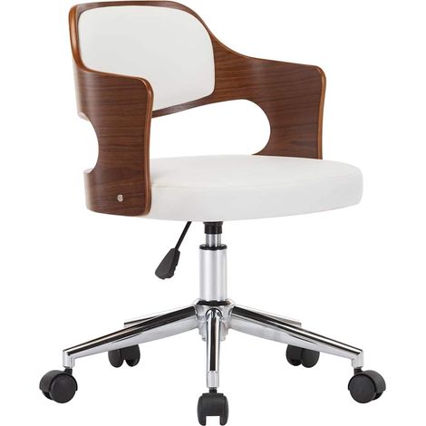 Maison Exclusive - Chaise pivotante à manger Blanc Bois courbé et similicuir (1/5)