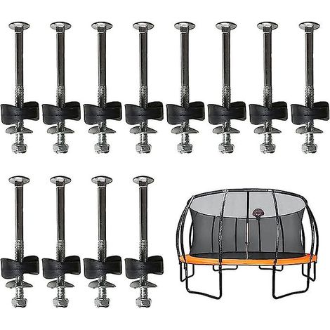 Lot de 12 vis pour trampoline, accessoires de fixation pour trampoline, vis de fixation pour piquets de trampoline avec entretoise pour trampoline de jardin (1/5)