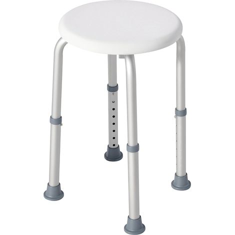 Tabouret de Douche Réglable - 1 Unité - Aluminium et HDPE Blanc - Siège Ergonomique Antidérapant - Personnes Âgées et PMR - Hauteur 35,5 à 54 cm (1/5)