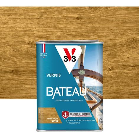 Vernis bois extérieur Chêne moyen satin - Vernis bateau - Protection extrême UV et sels marins - Résistance aux écarts de températures - 1L (1/4)