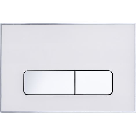 Balneo Plaque de commande WC IXO blanche - plaque encastrée pour bâti-support - double touche 2 fonctions (1/4)