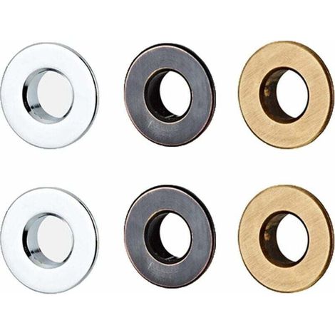6 Pièces Anneau de Trop-Plein, Insert D'anneau en Laiton, Bagues pour Trop-plein de Lavabo Pièce de Rechange pour évier de Salle de Bain Ou Cuisine (Chrome, Patine Noire, Couleur Antique) (1/4)