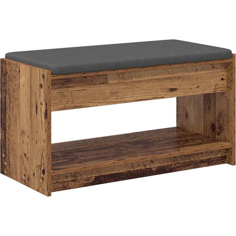 vidaXL Panca per ingresso con cuscino Legno vecchio 83 x 38 x 45