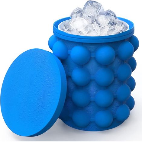 2-in-1 Silikon-Eiswürfelbehälter – Eiswürfelform – Silikon-Eiswürfelbereiter – Großes Fassungsvermögen – Schnelle Kühlung – Praktisch und einfach zu bedienen – Ideal für Camping und Essen im Freien – 