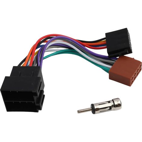 Adaptateur Autoradio Set Universel avec Prise 16 Broches, Faisceau Extension Mâle Femelle, Connecteur Antenne DIN, Borne 15 et 30, Compatible avec Radios Voiture Accessoires (1/5)