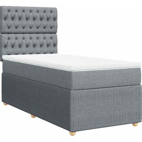 Maison Exclusive - Sommier à lattes de lit et matelas Gris clair 90x190 cm Tissu (1/5)