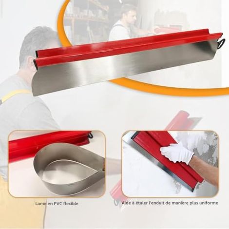 Lot de 2 Spatules, Spatule de Lissage 40 cm pour Murs et Plafonds avec Grattoir Multifonction 16 en 1 en Acier Inoxydable, Lame Souple en PVC pour Enduit, Lissage, Rénovation et Bricolage (40cm) (1/3)