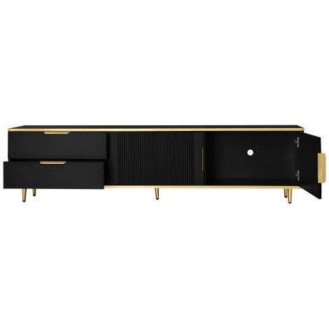 Meuble TV fini marbré poignées pieds dorés design décoratif pour salon (1/5)