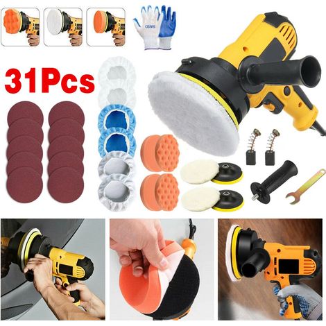 Ponceuse Polisseuse Électrique 700W - 31 Accessoires - Vitesse Variable 600-3700 RPM - Pour Carrosserie Auto, Moto, Mobilier - Kit Complet