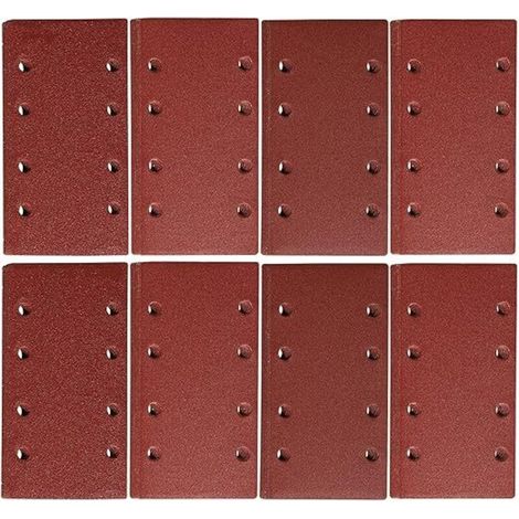 Papier abrasif pour ponceuse orbitale 93 x 185 mm – 8 trous – grain 40 – lot de 30 feuilles – compatible avec machines oscillantes