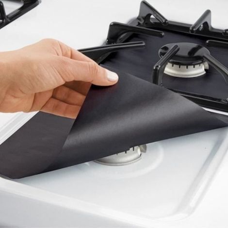 Ciel-6 pcs/ensemble réutilisable fibre de verre cuisinière à gaz protecteur tapis de protection pad cuisine outil (noir) (1/4)
