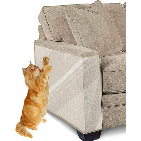 Ruban Anti-Griffures pour Chats, 8 Pièces Protecteur de Meubles, Feuilles de Ruban Adhésif Anti-Griffures Transparent Double Face pour Chats - Canapé, Porte, Murs (1/4)
