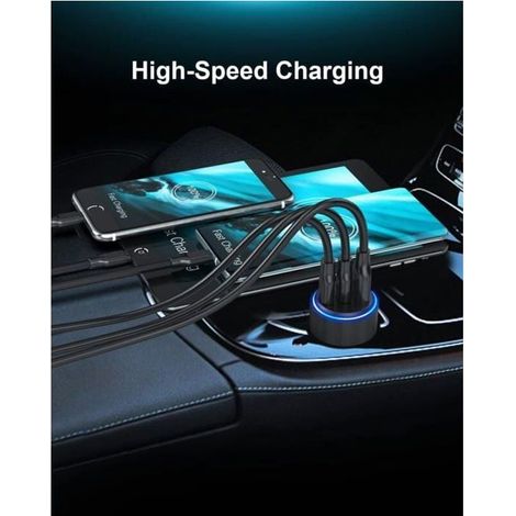 Chargeur de Voiture USB C 66 W, PD&QC3.0 Adaptateur Prise Allume-Cigare Recharge Rapide Chargeur Voiture téléphone Portable avec câ (1/4)