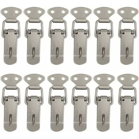 12 Pièces Attache Capot Fermeture à Levier Moraillon de Porte,Oquet à Ressort Bascule Acier pour Ressort Boucle de Verrouillage Coffre à Outils,Armoire Verrous (1/5)