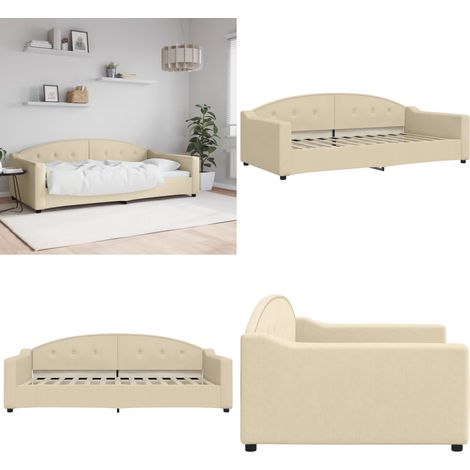 Tagesbett Creme 100x200 cm Stoff - Schlafsofa - Sofa Bett - Gästebett - Tagesbett - Wohnzimmer Möbel - Home & Living (1/5)