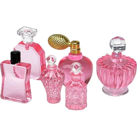 Miniature Rose Flacons de Parfum 6 Assortiment Boutique Accessoires de Salle de Bain Kit pour Maison de Poupée Ensemble de Décoration (1/5)