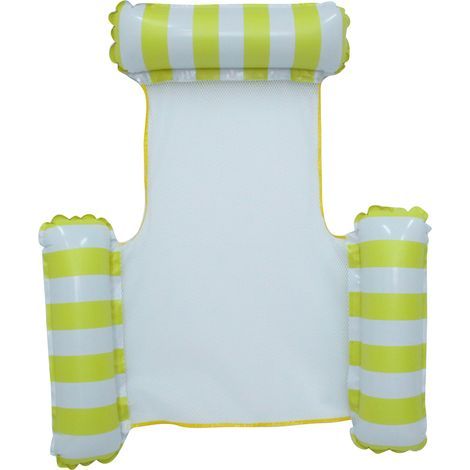 Chaise Longue Gonflable Pliable 3 Tubes, Fauteuil de Plage avec Dossier, Transat Flottant Jaune pour Piscine et Mer- (1/5)