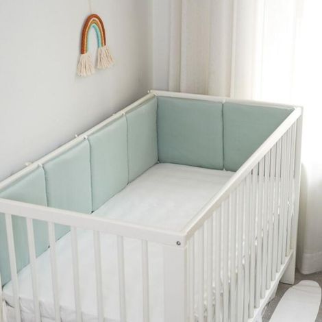 Parure de lit pour bébé, barrière anti-collision pour bébés, Gongsatin vert foncé, 30x30x6, pièce entière lavable (1/4)