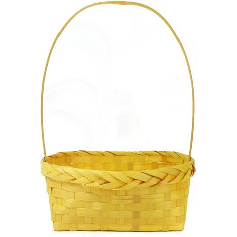 Cestino rettangolare con manico giallo, 24x22x37 cm (1/3)