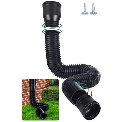 Rallonge Gouttière Flexible, Ensemble D'Extension Ronde Pour Descente De 80/100 mm, Kit D'Extension De Tuyau De Pluie, Extension De Descente De 47 à 150 cm (Noir, 1 Pièce) (1/5)