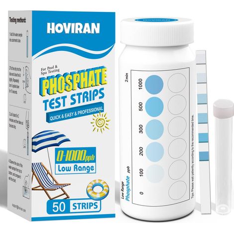 Kit de test de phosphate, pour piscine, 50 bandelettes de test de phosphate pour jacuzzi et piscine, test rapide et fiable de l'eau avec tube colorimétrique (1/5)