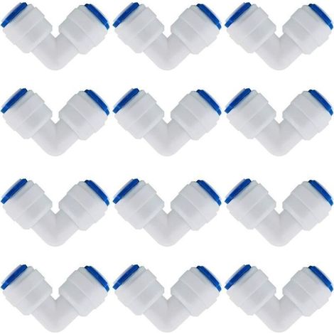 12 Pcs Accessoires De Filtre à Eau RO Raccord De Buse 1/4 Pouces 90 Degree Right Angle Fast Docking pour Raccorder Les Raccords De Tuyauterie d'eau, Tuyau de réfrigérateur (1/4)