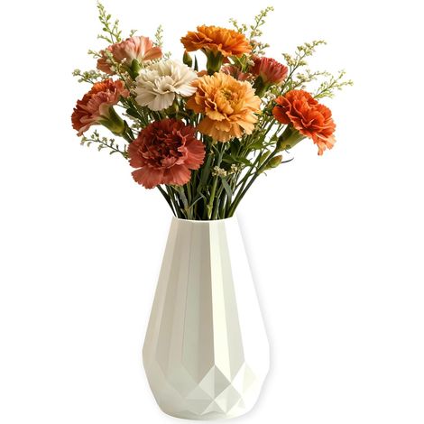 Vase décoratif en plastique incassable pour fleurs - Grand vase moderne pour salon, bureau, décoration de mariage - 20,5 cm (blanc) (1/5)
