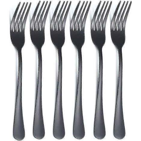 Fourchettes de table noires, lot de 6, en acier inoxydable de 20,7 cm (8,17 pouces), style titane - Yvan (1/4)