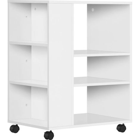 Meuble pour imprimante blanc, appoint bureau ou chambre, dimensions compactes 60x40x75,8 cm, design pratique et fonctionnel (1/5)