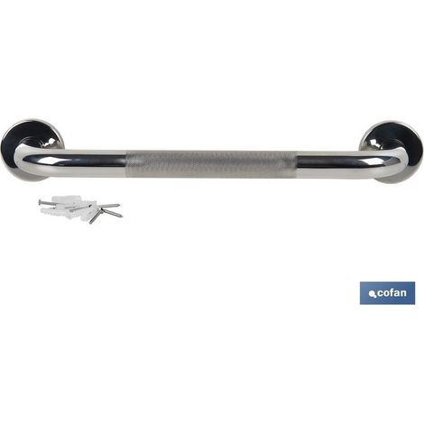 Barra di sostegno dritta antiscivolo per bagno 30xØ6x2,5cm realizzata in acciaio inox color cromo