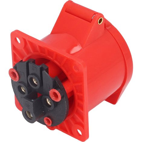 Prise industrielle encastrée CEE 4/5 broches, 16A/32A, rouge, IP44, 220-250V/240-415V, modèle HR-324 pour atelier et camping. (1/5)
