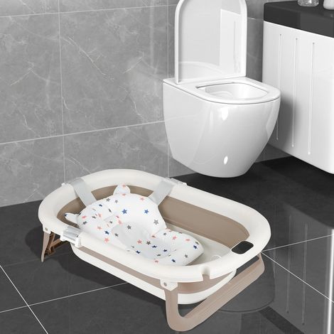 Baignoire Bébé Pliable - 1 Unité - PP Et TPE - Avec Thermomètre Digital Et Support Douche - Pour Nouveau-né - 71x43x18,5 Cm (1/5)