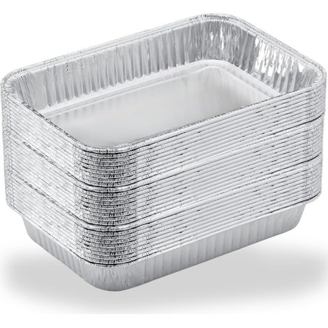 Lot de 100 Bacs à graisse, Aluminium jetable, 21,8x15,2 cm, Pour barbecue Weber, Nettoyage facile