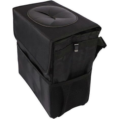 Sac poubelle de voiture étanche grande capacité, pochette pliable avec boucle et crochet pour véhicule (noir)-28.5X27.5CM-Black