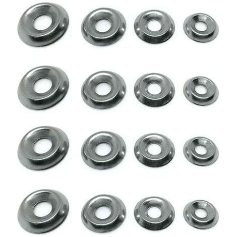 Arandelas de metal, juego de 200 unidades, arandelas avellanadas de acero inoxidable M3 M4 M5 M6, arandelas decorativas para tornillos de cabeza redonda y avellanada (1/4)