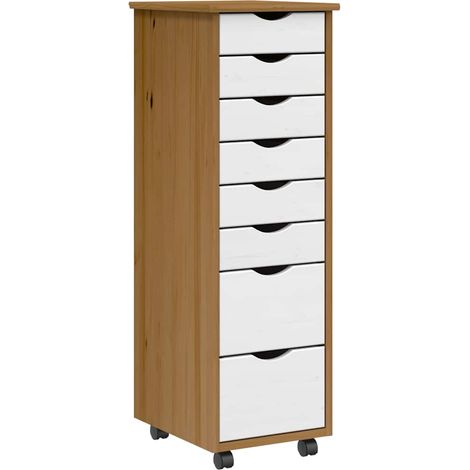 Cajonera con ruedas MOSS madera maciza pino marrón miel vidaXL