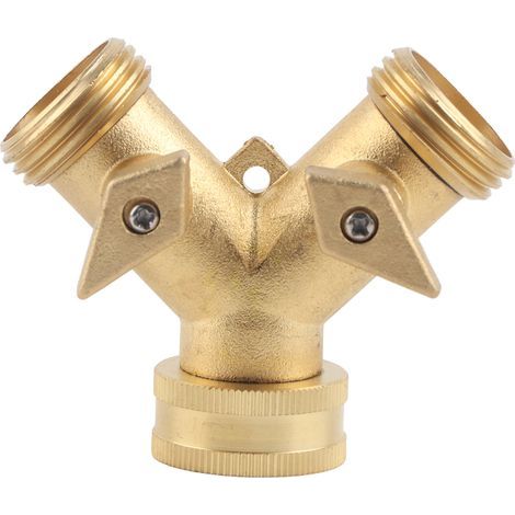 Répartiteur de tuyau d'arrosage 2 voies AllBrass, sortie robuste et Simple à utiliser pour NPT 3/4 (1/5)