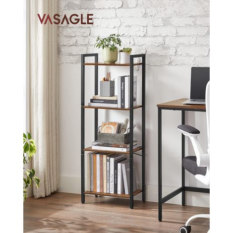 Vasagle – Étagère bibliothèque 4 niveaux 40 x 24 x 107 cm – Cadre en acier – Style industriel marron rustique et noir – Capacité 30 kg – LLS099B01 (1/5)
